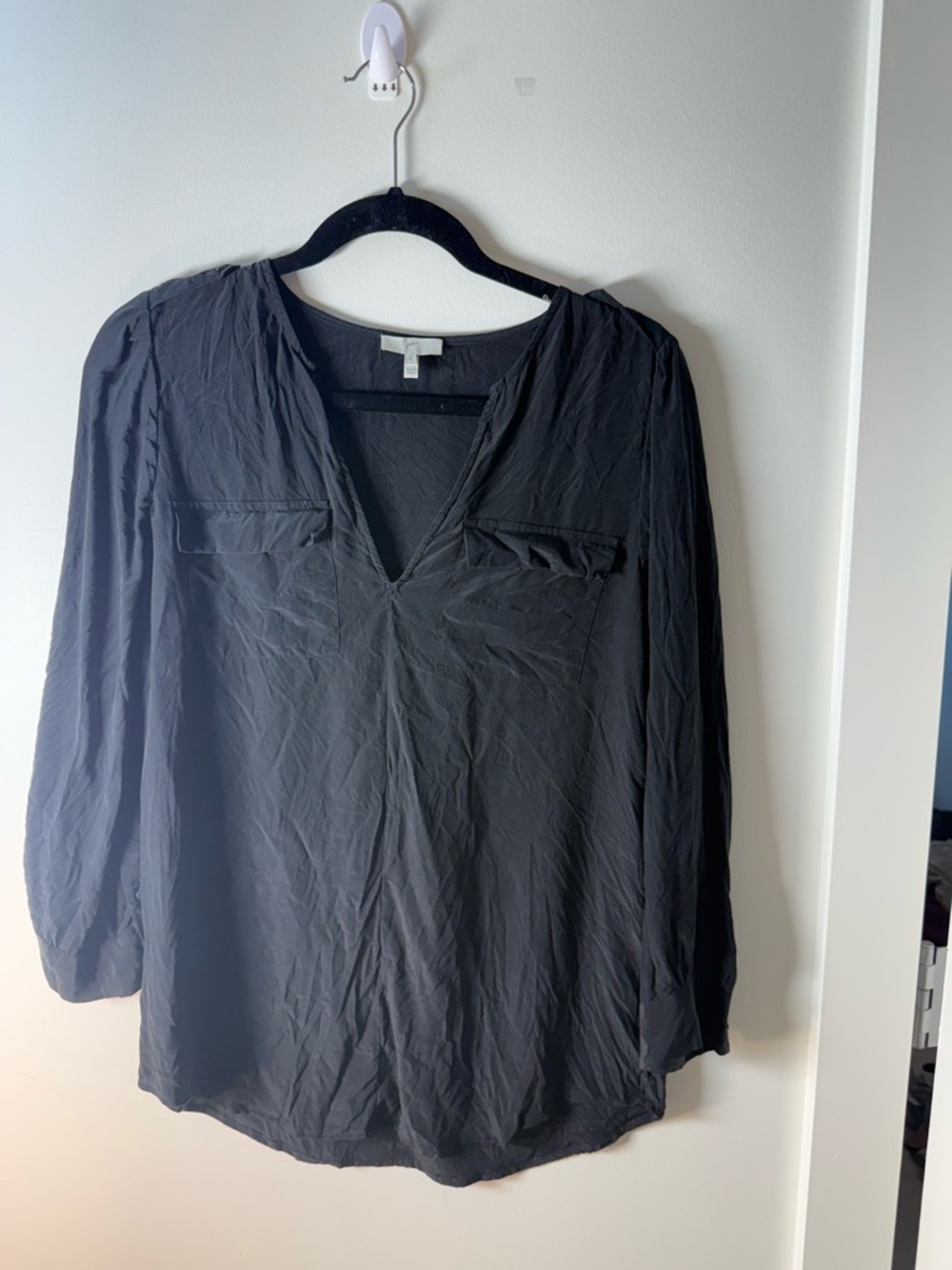Joie Black V-Neck Lightweight Blouse